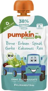 Pumpkin Organics BIO Zeleninové pyré - Hruška, hrášok, špenát, uhorka, kokos, ryža, 6. mesiac, 100 g