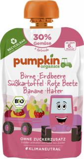 Pumpkin Organics BIO Zeleninové pyré - Hruška, jahoda, batát, červená repa, banán, ovos, 6. mesiac, 100 g