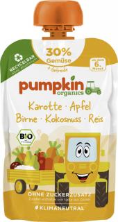 Pumpkin Organics BIO Zeleninové pyré - Mrkva, jablko, hruška, kokos, ryža, 6. mesiac, 100 g