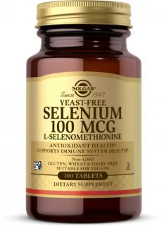 Solgar Selenium Yeast Free, Selén bez kvasiniek, 100 mcg, 100 tabliet