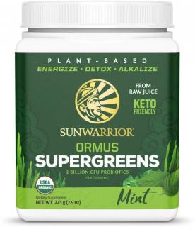 Sunwarrior Ormus Supergreens, Organic Mätový, 225 g