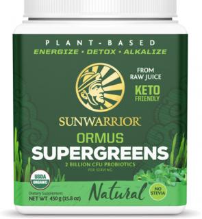 Sunwarrior Ormus Supergreens, Organic Natural neochutený, 450 g