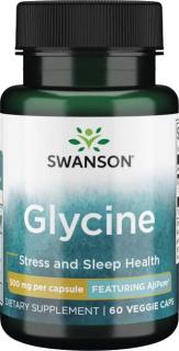 Swanson AjiPure Glycine, 500 mg, 60 rastlinných kapsúl