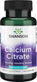Swanson Calcium Citrate, Vápnik, 200 mg, 60 kapsúl