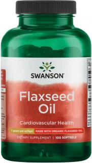 Swanson Flaxseed Oil, Ľanový olej, 1000 mg, 100 softgel kapsúl