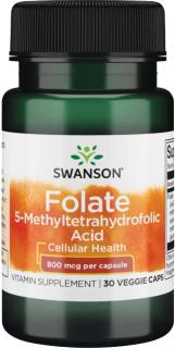 Swanson Folate, 800 ug, 30 rastlinných kapsúl