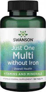 Swanson Just One Multi bez železa, Multivitamín, 130 tabliet