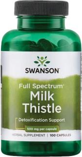Swanson Milk Thistle (Pestrec mariánsky), 500 mg, 100 kapsúl
