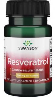 Swanson Resveratrol, 100 mg, 30 kapsúl