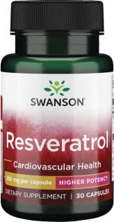 Swanson Resveratrol, 250 mg, 30 kapsúl