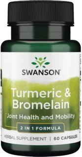 Swanson Turmeric & Bromelain, Kurkuma a bromelín, 60 kapsúl