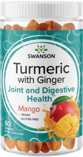Swanson Turmeric with Ginger, Kurkuma a zázvor, 60 mangových gumíkov