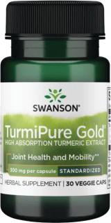 Swanson TurmiPure Gold Turmeric Extract (Kurkuma), 300 mg, 30 rastlinných kapsúl