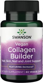 Swanson Vegan Collagen Builder, Dermaval, 60 rastlinných kapsúl