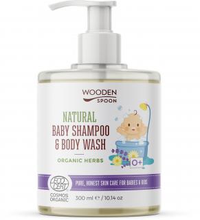 Wooden Spoon Detský sprchový šampón a gél na vlasy 2v1 s organickými bylinkami, 300 ml