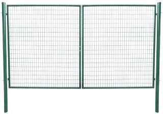 Brána Strend Pro METALTEC DUO, 3580/1950/100x50 mm, zelená, dvojkrídlová, záhradná, ZN+PVC, RAL6005