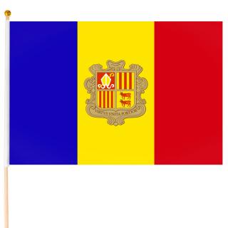 Andorra vlajka malá (Vlajka Andorrského kniežatstva - materiál 100% polyester)