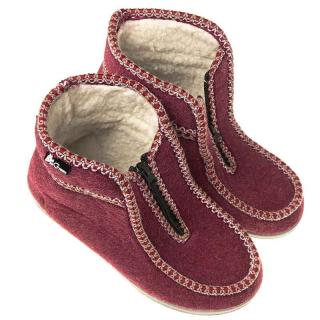 Dámske kapce na zimu tatranské bordové (Zimné filcové papuče pre ženy)