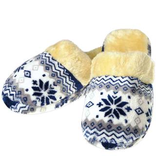 Dámske šľapky na doma Nórsky vzor Vločka modré (Praktický Darček pre ženu Domáce papuče)
