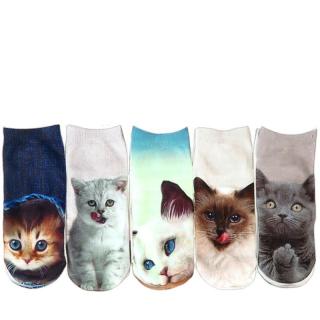 Dámske veselé členkové ponožky Mačky 5ks (Vtipné ponožky členkové pre ženy Mačka zn. aura.via)