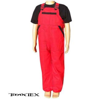 detské monterky NIKA červenočierne 146 – 164 (monterkové nohavice na traky pre väčšie deti)