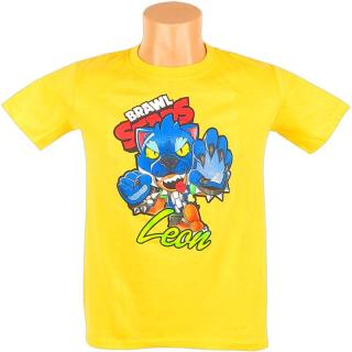 Detské tričko Brawl stars Leon žlté (Brawl stars oblečenie pre deti, najlepšia cena)