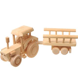 Drevené hračky Traktor s rebriňákom (Hračka z dreva pre chlapcov Bytová dekorácia)