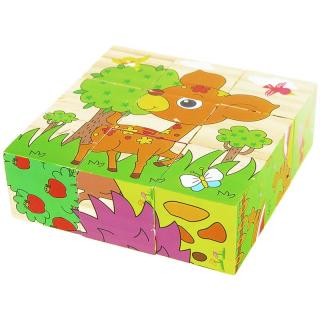 Drevené kocky s obrázkami divé zvieratá (Skladačka pre deti)