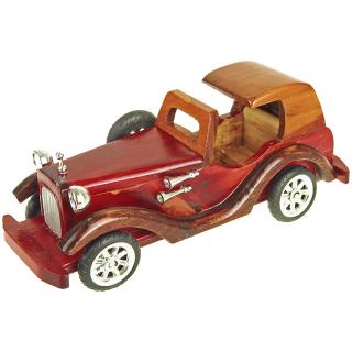 Drevený model auta s polostrechou 24cm (Drevené autíčko pre deti - dĺžka 24 cm, materiály: drevo, plast)