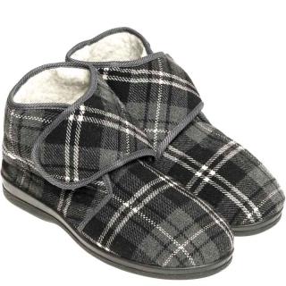 Kapce pánske zateplené tmavé šedé (Vysoké papuče Teplá obuv pre seniorov No.9074)