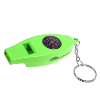 Kľúčenka Píšťalka Kompas Teplomer Lupa neón zelená (Prívesok na kľúče Multifunkčná kľúčenka)