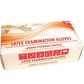 Latexové rukavice pudrované LATEX 1pár (Ochranné rukavice s púdrom 2ks MediGloves)