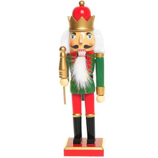 Luskáčik Kráľ so žezlom 26cm (Krušnohorský Luskáčik Kráľ vianočná dekorácia)