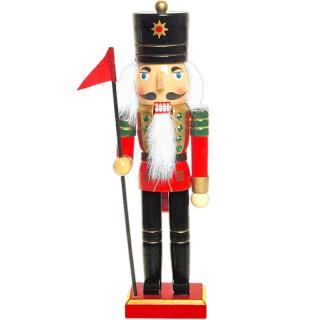 Luskáčik vojak so zástavou 26cm (Krušnohorský Luskáčik vianočná dekorácia)