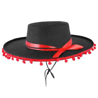 Malé mexické sombrero s brmbolcami (Čierny klobúk mexický)