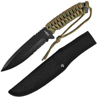 Nôž Outdoor paracord 24cm (Taktický nôž s čiernou čepeľou)