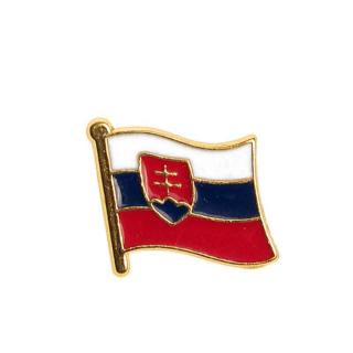 Odznak Slovenská vlajka zlatá 1,8cm x 1,5cm (Kovový odznak so slovenskou zástavou)