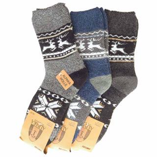 Pánske ovčie ponožky Alpaca Nórsky vzor Vločka (Kvalitné ponožky pánske)