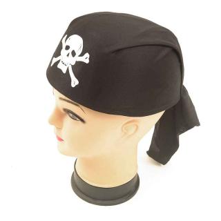 pirátska šatka čiapka (klobúk na spôsop pirátskej šatky s reflexnou lebkou)