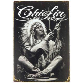 Plechová cedula Indián Chiefin 20x30 cm (Retro dekorácia do izby)