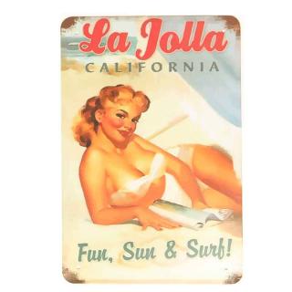 plechová retro ceduľa La Jolla California (dekoračná tabuľka 20x30 cm)