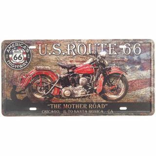 Retro ceduľa U.S.Route 66 30x15cm (Plechová ceduľa na stenu - rozmery: 30x15cm, materiál: kov)