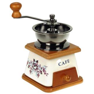 Ručný Mlynček na kávu CAFE porcelánový (Kávový ručný mlynček Cafe Retro)