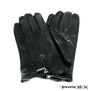 Rukavice kožené podšité BanaSport ZIP čierne (pánske rukavice futrované jemným plyšom)