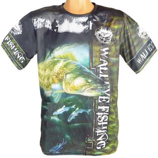 Rybárske tričko Walleye zubáč (Tričko s potlačou pre rybára - materiál 100% polyester)