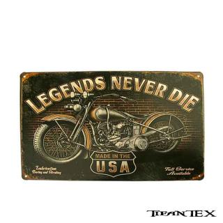 Tabuľa retro LEGENDS NEVER DIE 30x20cm (Kovová cedula Legendy nezomierajú)