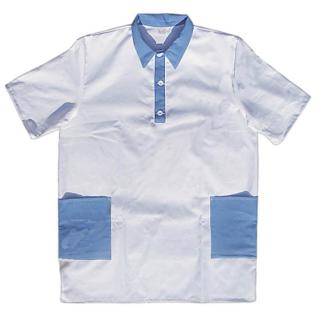 TifanTEX Hilda men White short TFT-088 shirt W/blue M