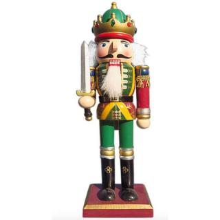 TifanTEX Vianočná dekorácia drevený Luskáčik s mečom kráľ 31cm