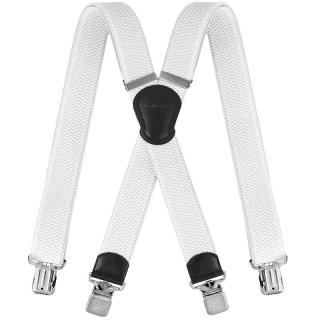Traky na nohavice Biele šírka 4cm + 4 oceľové klipy  (Traky pre mužov, pre ženy)