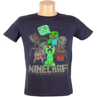Tričko detské Minecraft tmavomodré (minecraft oblečenie pre deti)